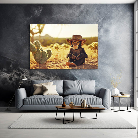 Desert Cowboy Monkey Art – styled in a furnished interior