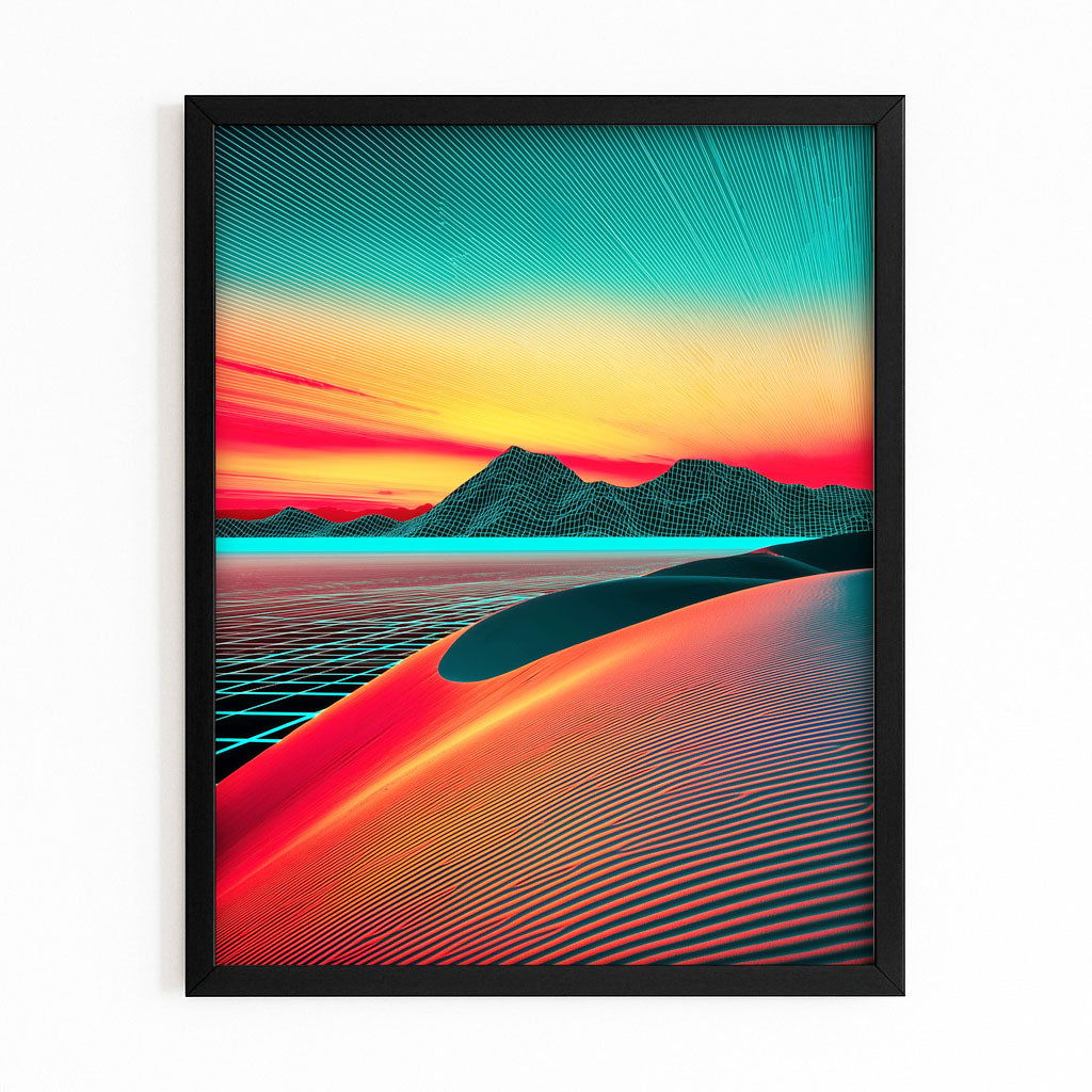 Desert Dune Gradient Egyptian Canvas – with Premium Black frame on white background