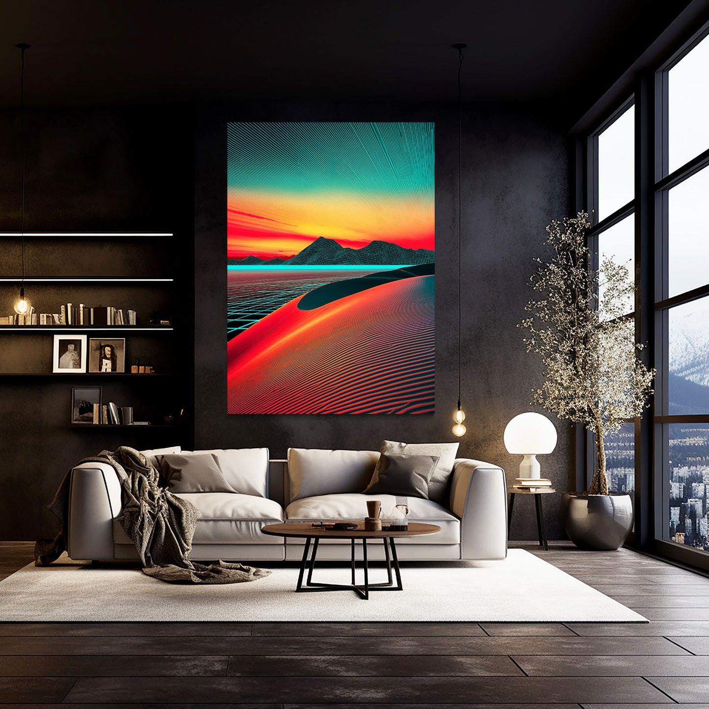 Desert Dune Gradient Egyptian Canvas – styled in a furnished interior