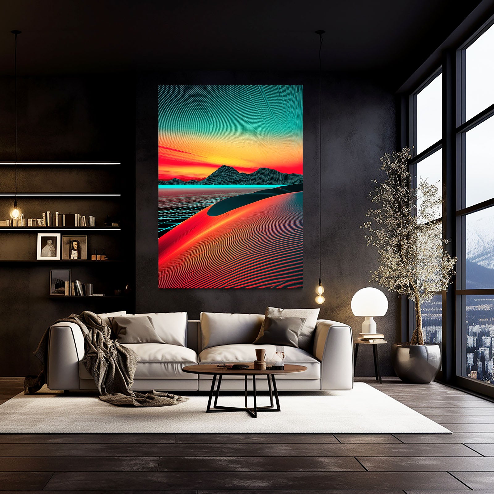 Desert Dune Gradient Egyptian Canvas – styled in a furnished interior