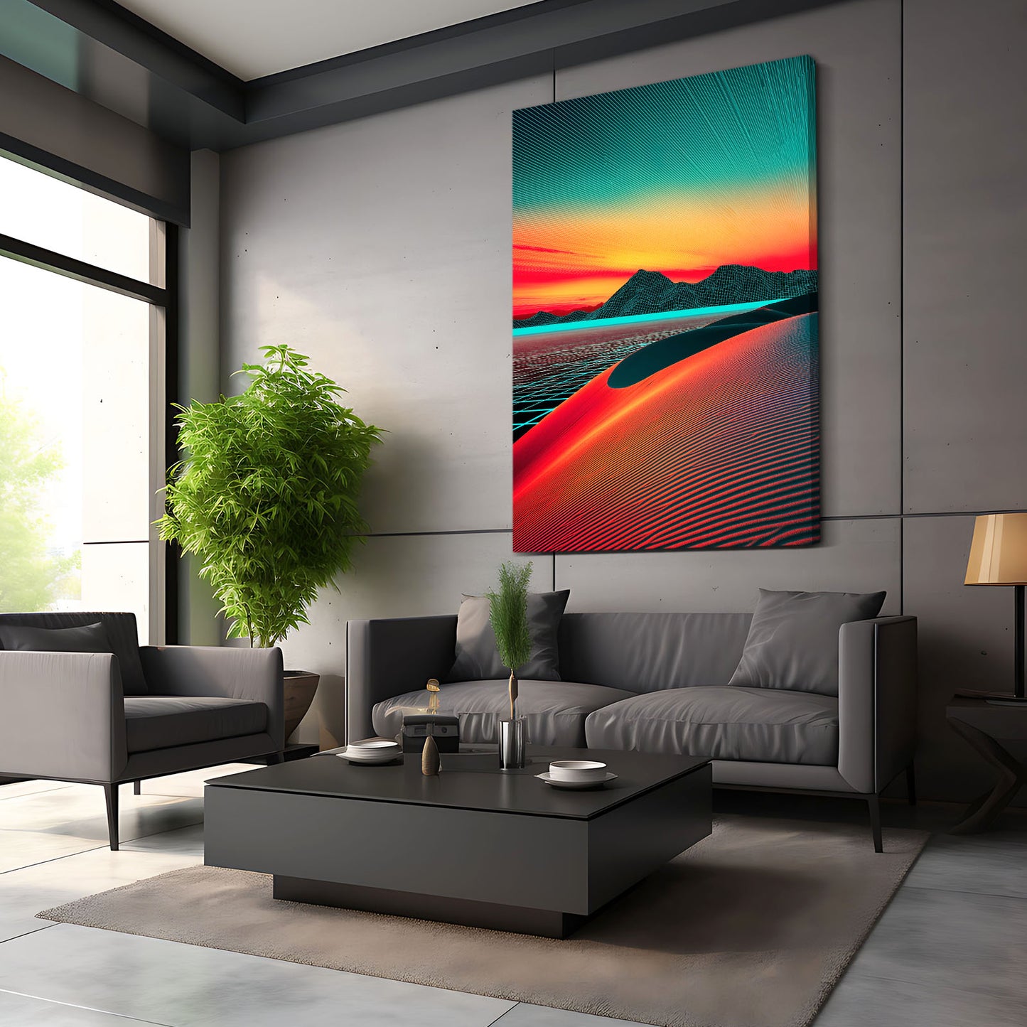 Desert Dune Gradient Egyptian Canvas – styled in a furnished interior