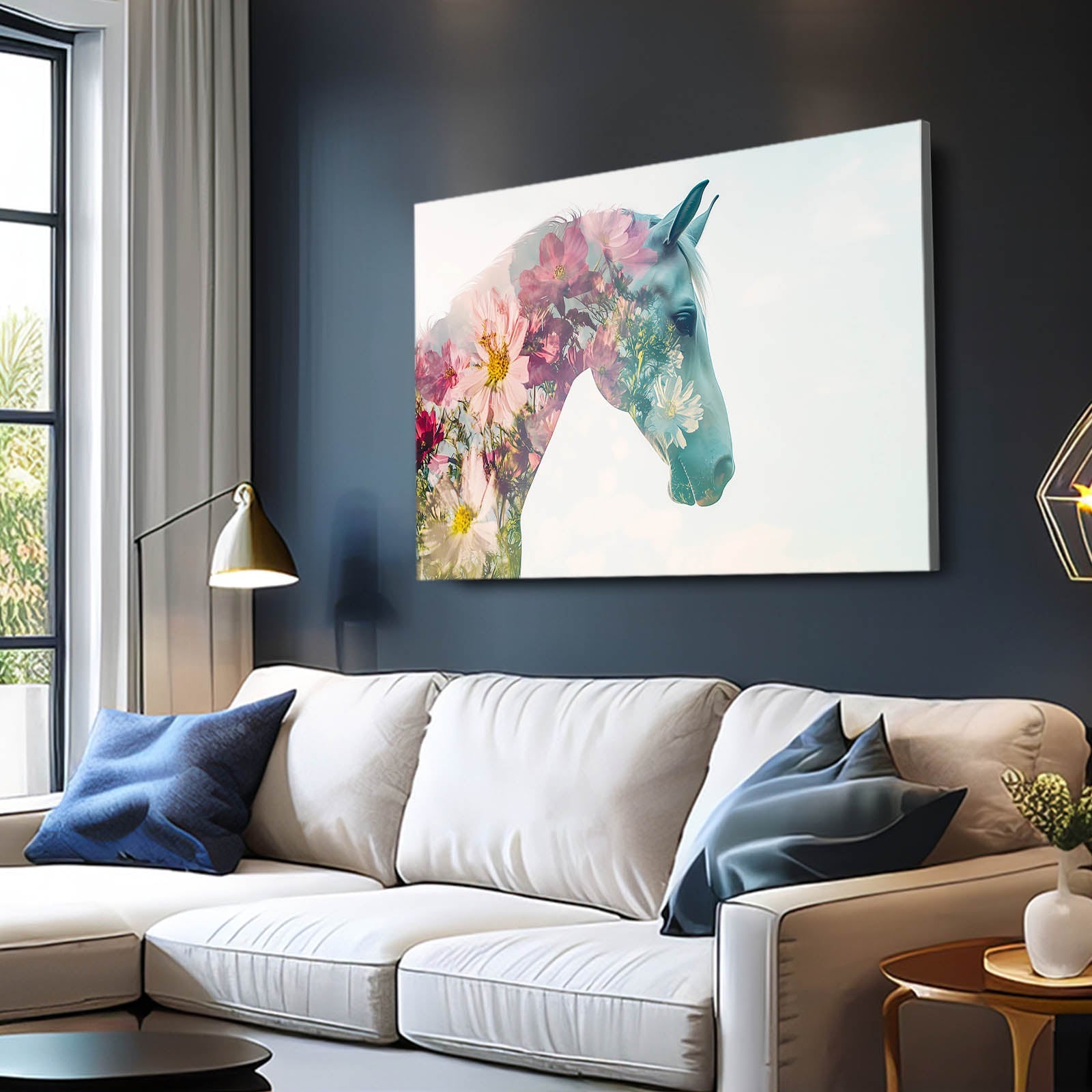 Design Horse Wall Art – angled canvas view on white background