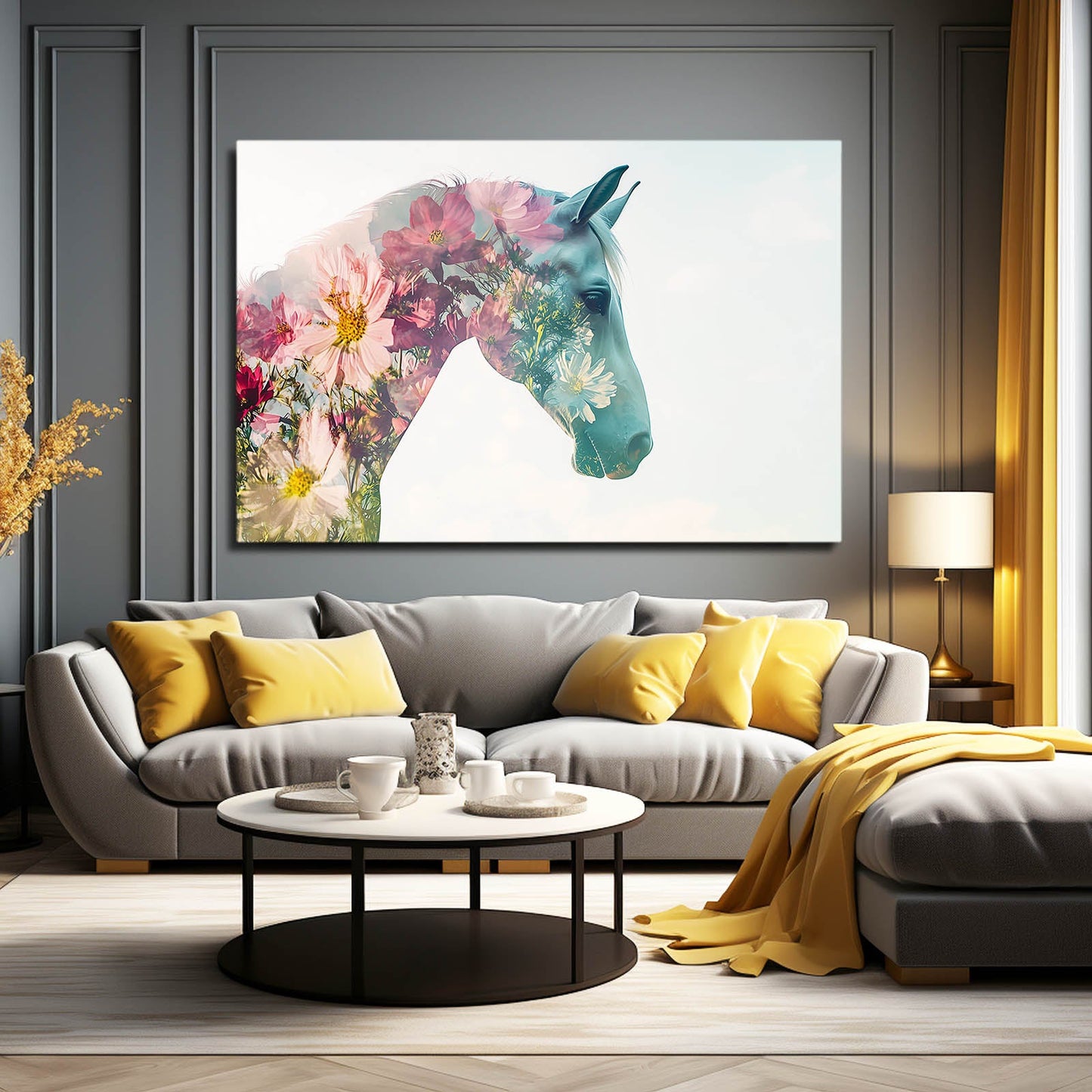 Design Horse Wall Art – angled canvas view on white background