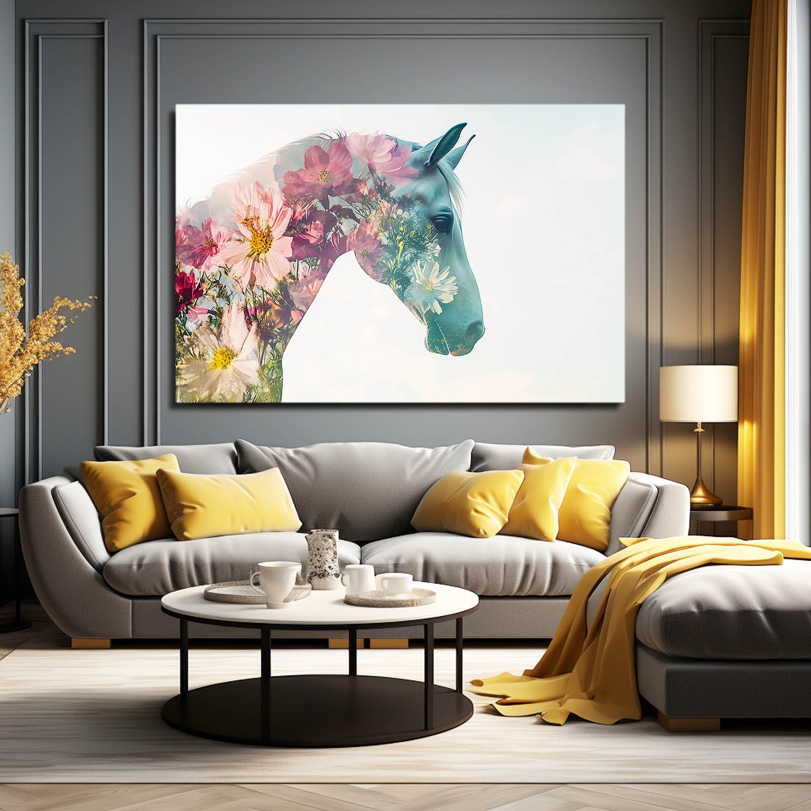 Design Horse Wall Art – angled canvas view on white background