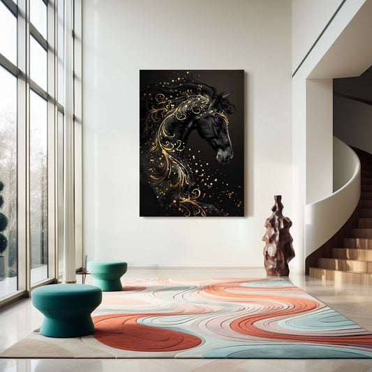 Designer Horse Art – angled canvas view on white background