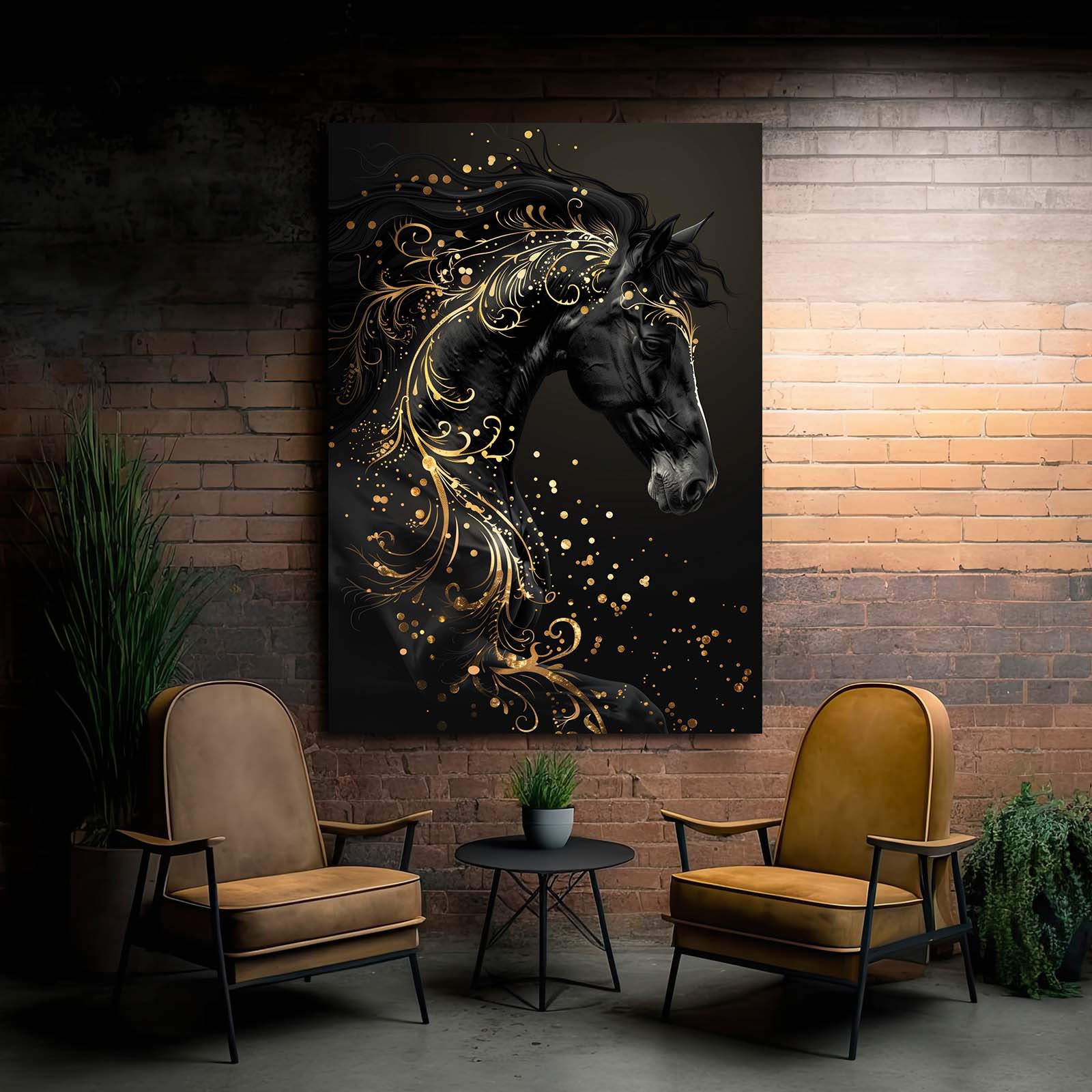Designer Horse Art – angled canvas view on white background