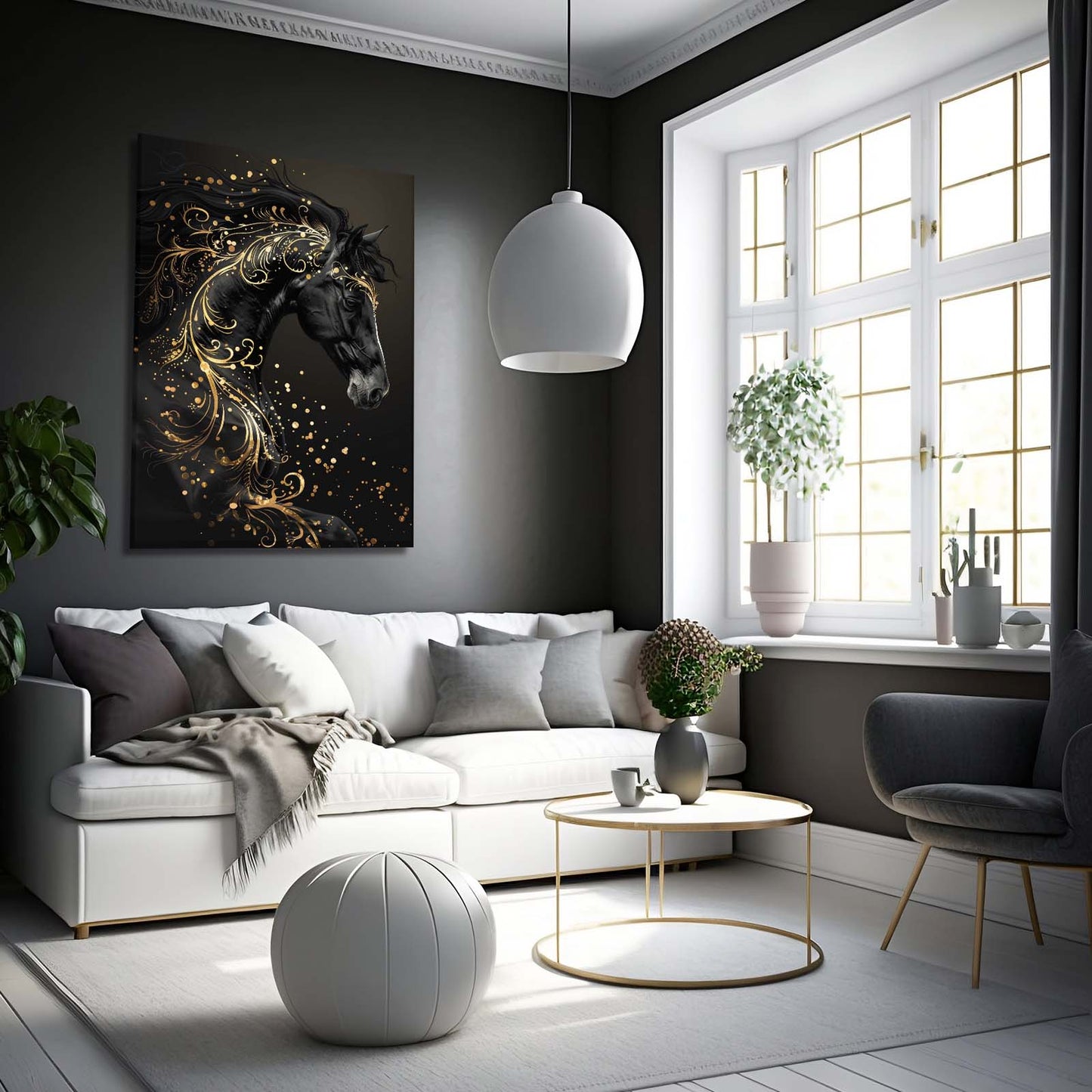 Designer Horse Art – angled canvas view on white background