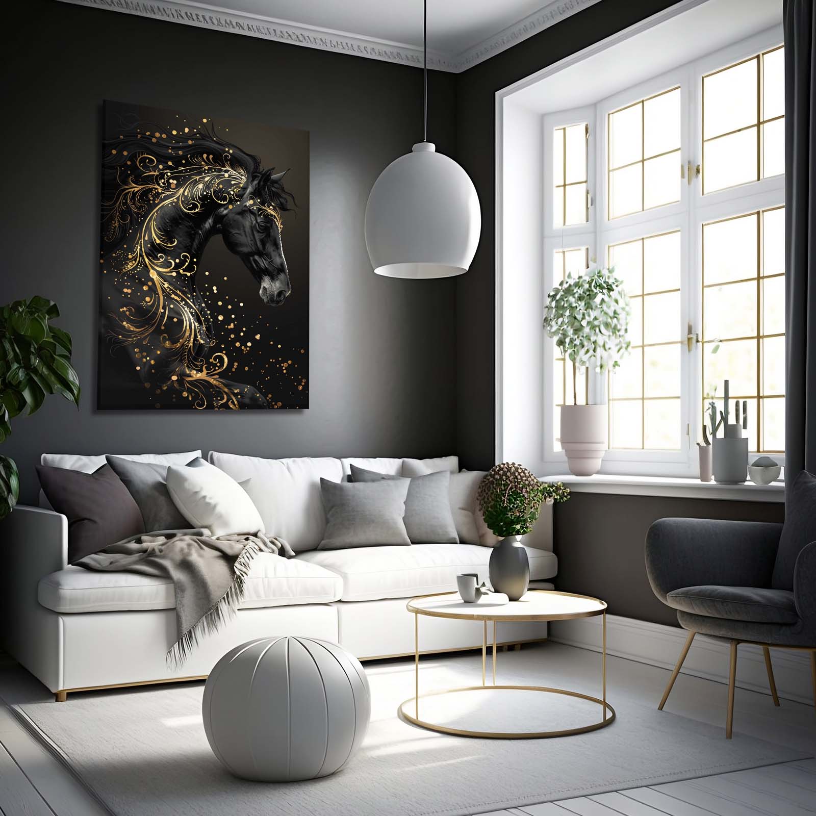 Designer Horse Art – angled canvas view on white background