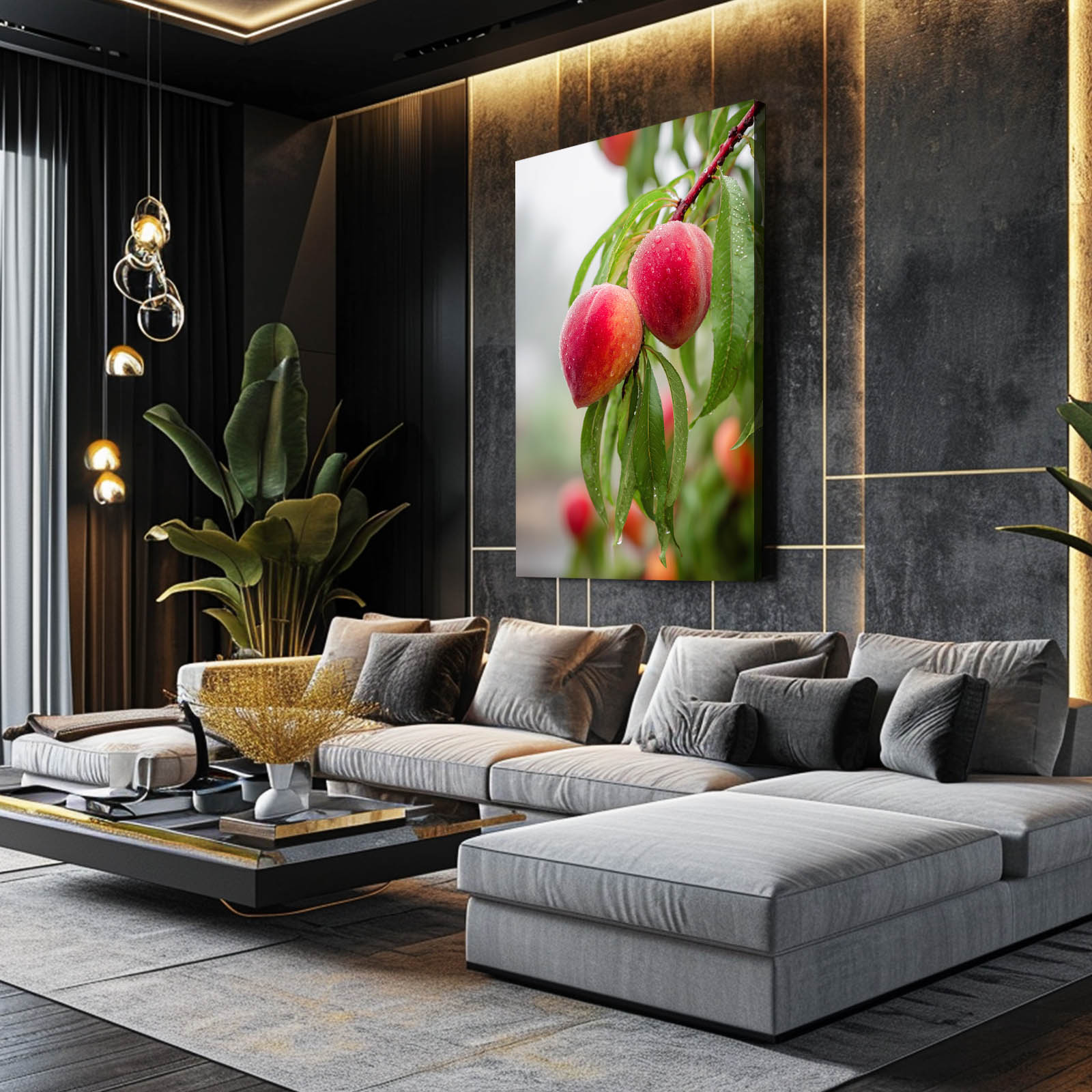 Dewy Fruit Branch Wall Decor – styled in a furnished interior