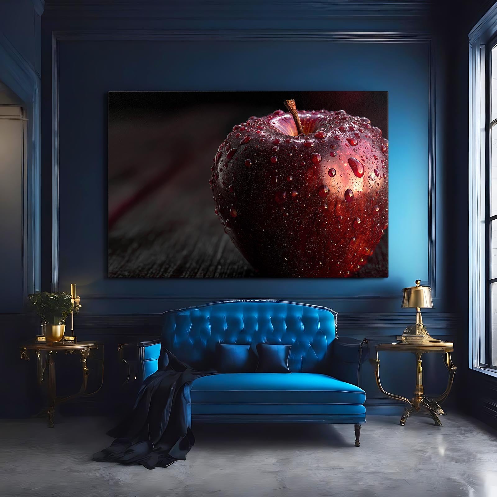 Dewy On Wood Apple Wall Decor – styled in a furnished interior