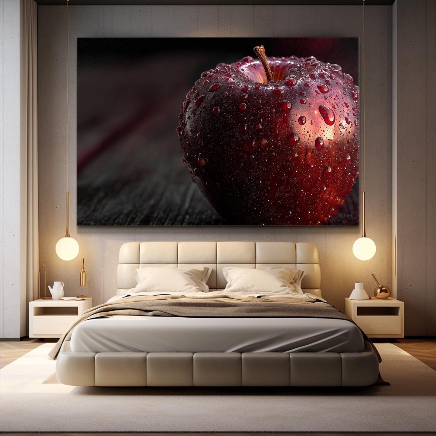 Dewy On Wood Apple Wall Decor – styled in a furnished interior