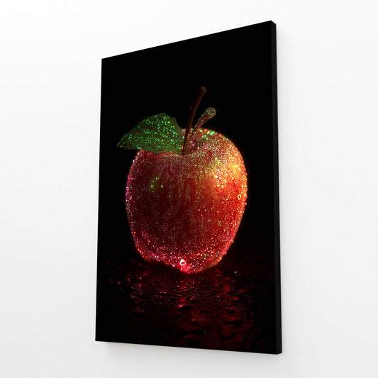 Dewy Red Leaf Apple Canvas – angled canvas view on white background