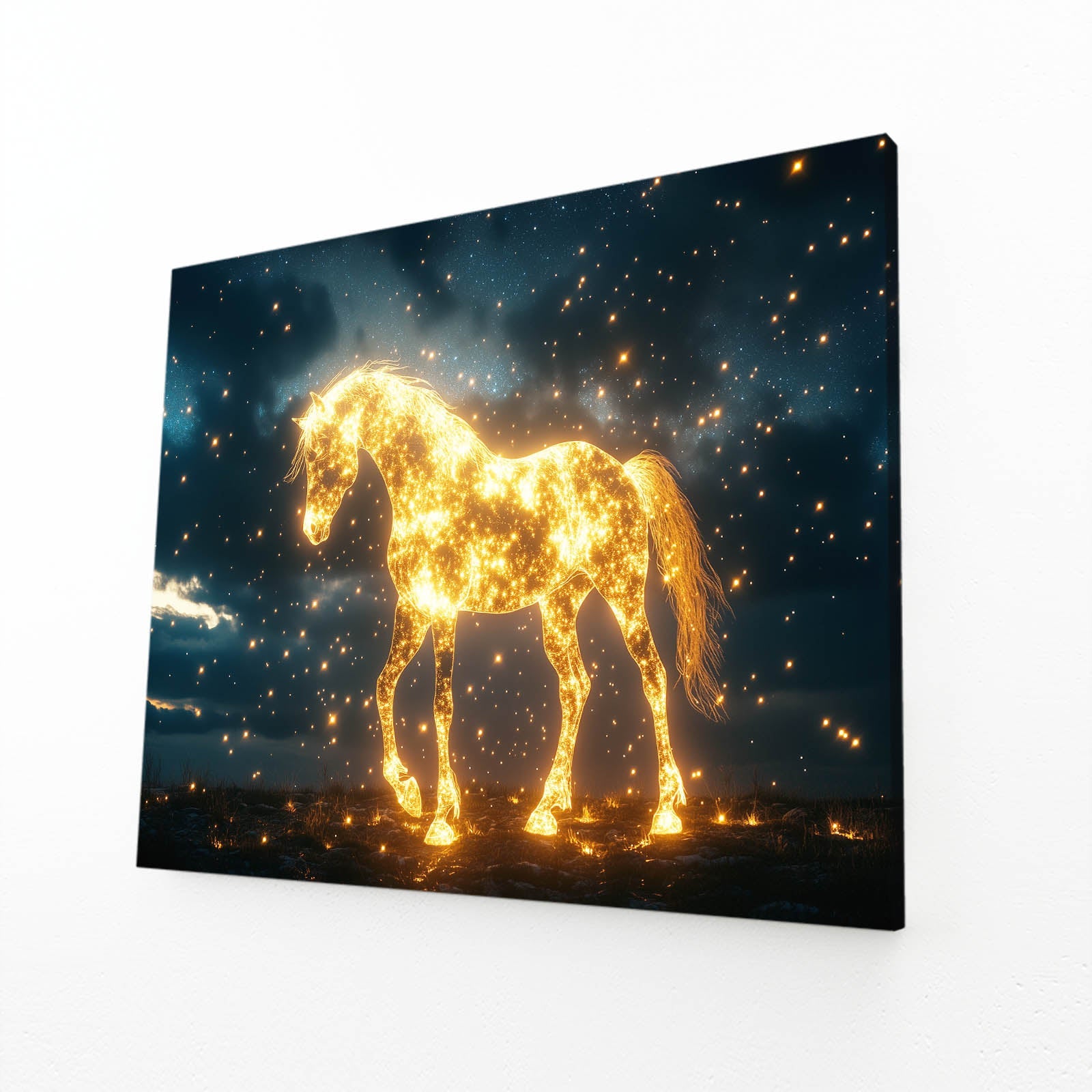 Diamond Horse Wall Art – angled canvas view on white background