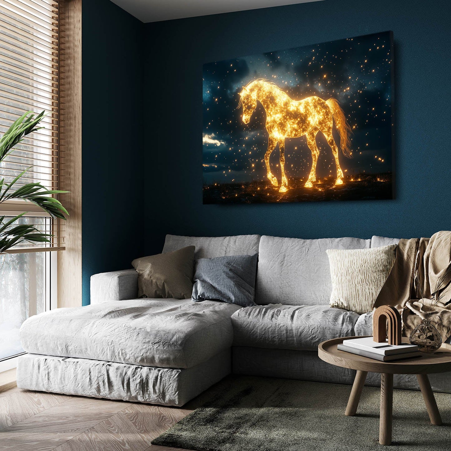 Diamond Horse Wall Art – angled canvas view on white background