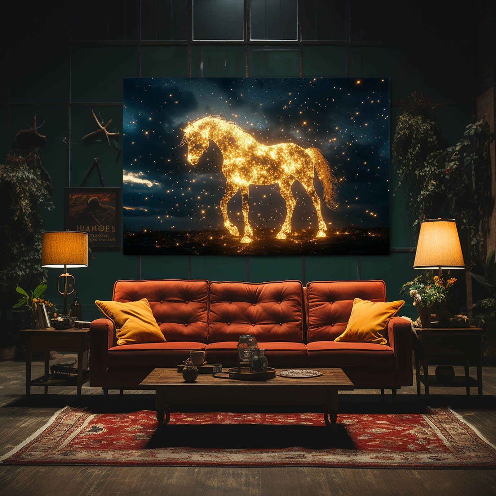 Diamond Horse Wall Art – angled canvas view on white background