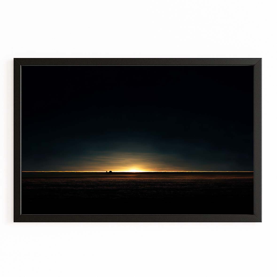 Distant Gold Horizon Art – with Premium Black frame on white background