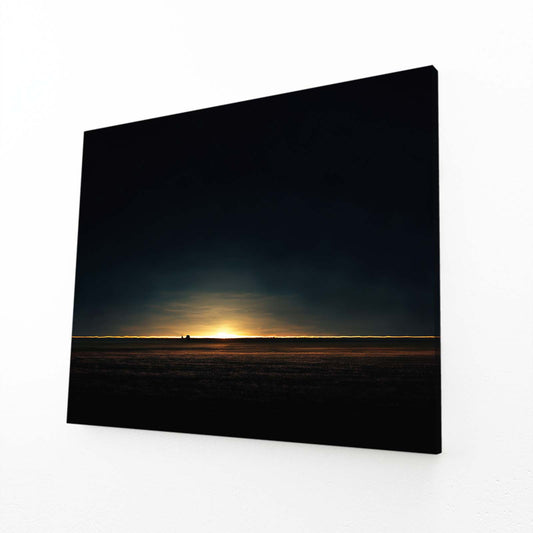 Distant Gold Horizon Art – angled canvas view on white background