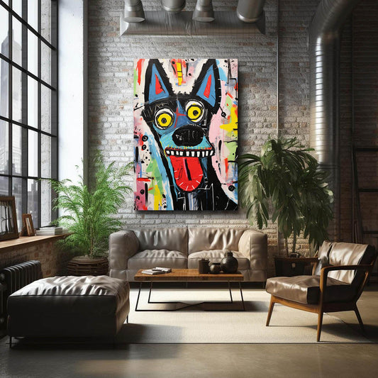 Dog Art Canvas — abstract canvas print in white tones, view 3