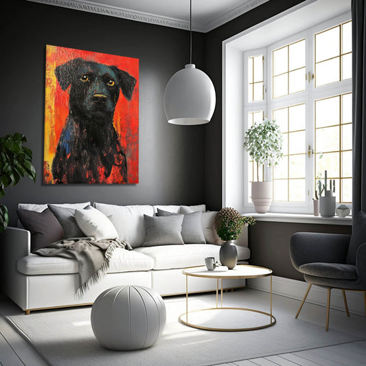 Dog Art Work — contemporary canvas print in red tones, view 5