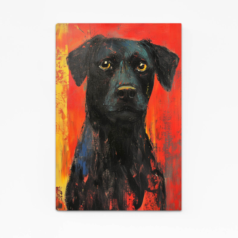 Dog Art Work — contemporary canvas print in red tones