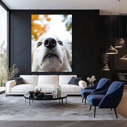 Dog Face Artwork — photography canvas print in white tones, view 3