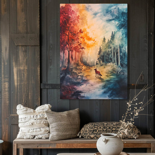 Dog Fantasy Art — watercolor canvas print in orange tones, view 3