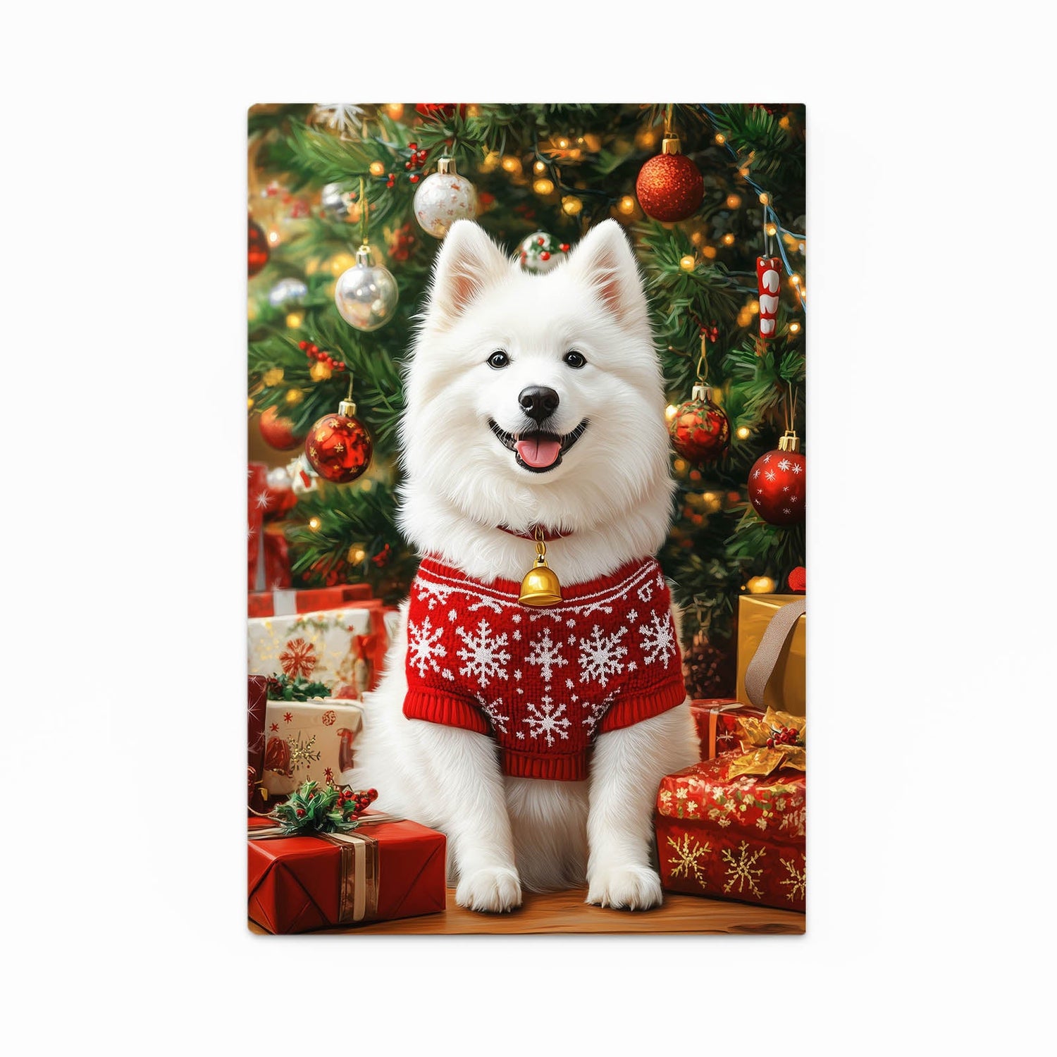 Dog Photo Art — christmas canvas print in red tones