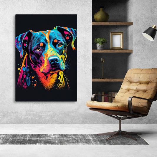 Dog Pop Art — digital canvas print in blue tones, view 3