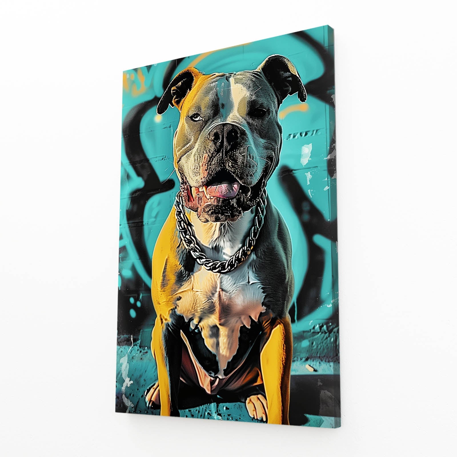 Dog Wall Artwork — pop art canvas print in blue tones, view 2