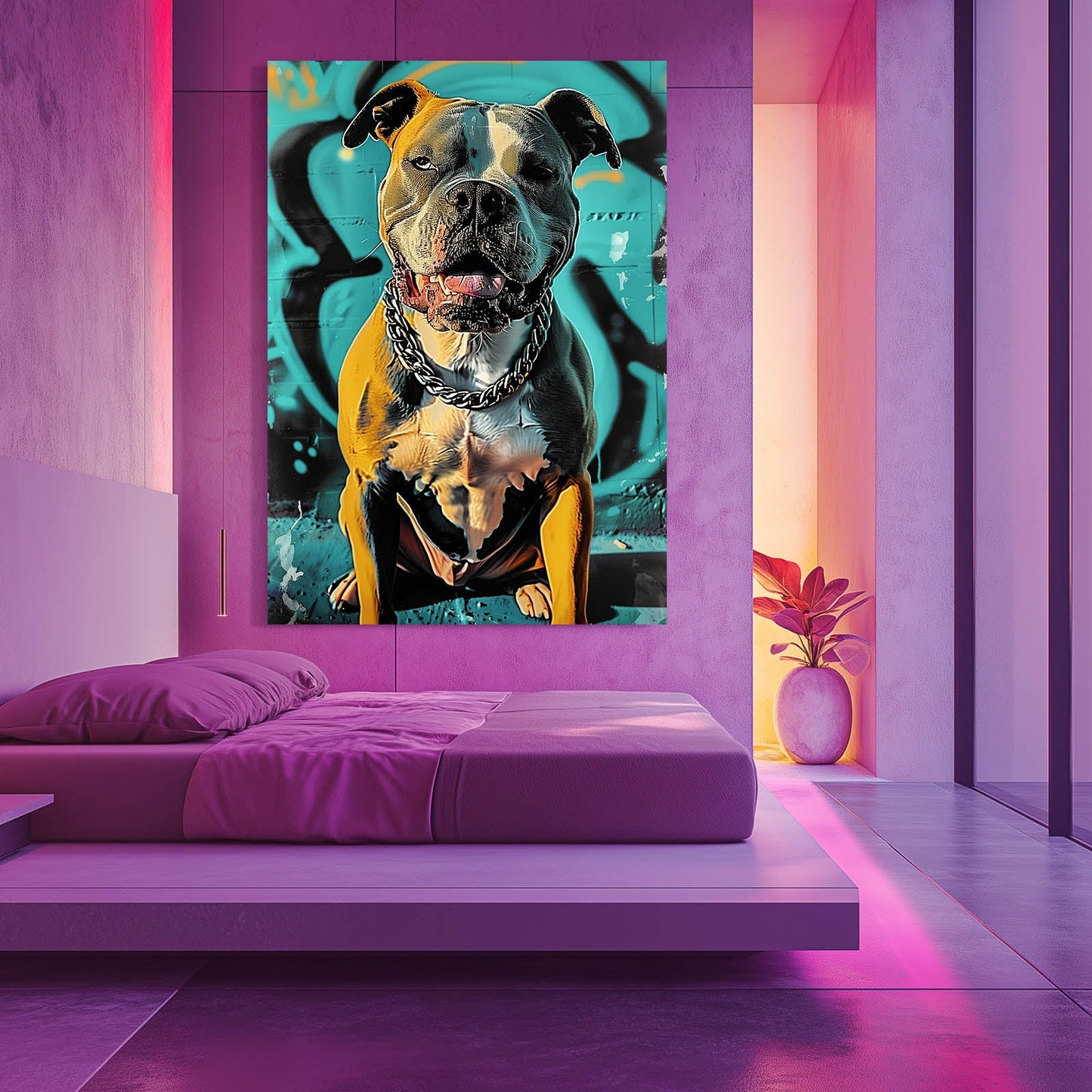 Dog Wall Artwork — pop art canvas print in blue tones, view 4
