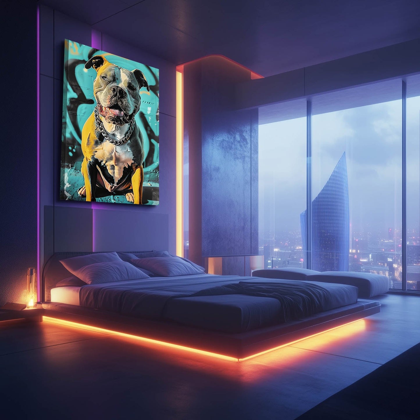 Dog Wall Artwork — pop art canvas print in blue tones, view 5