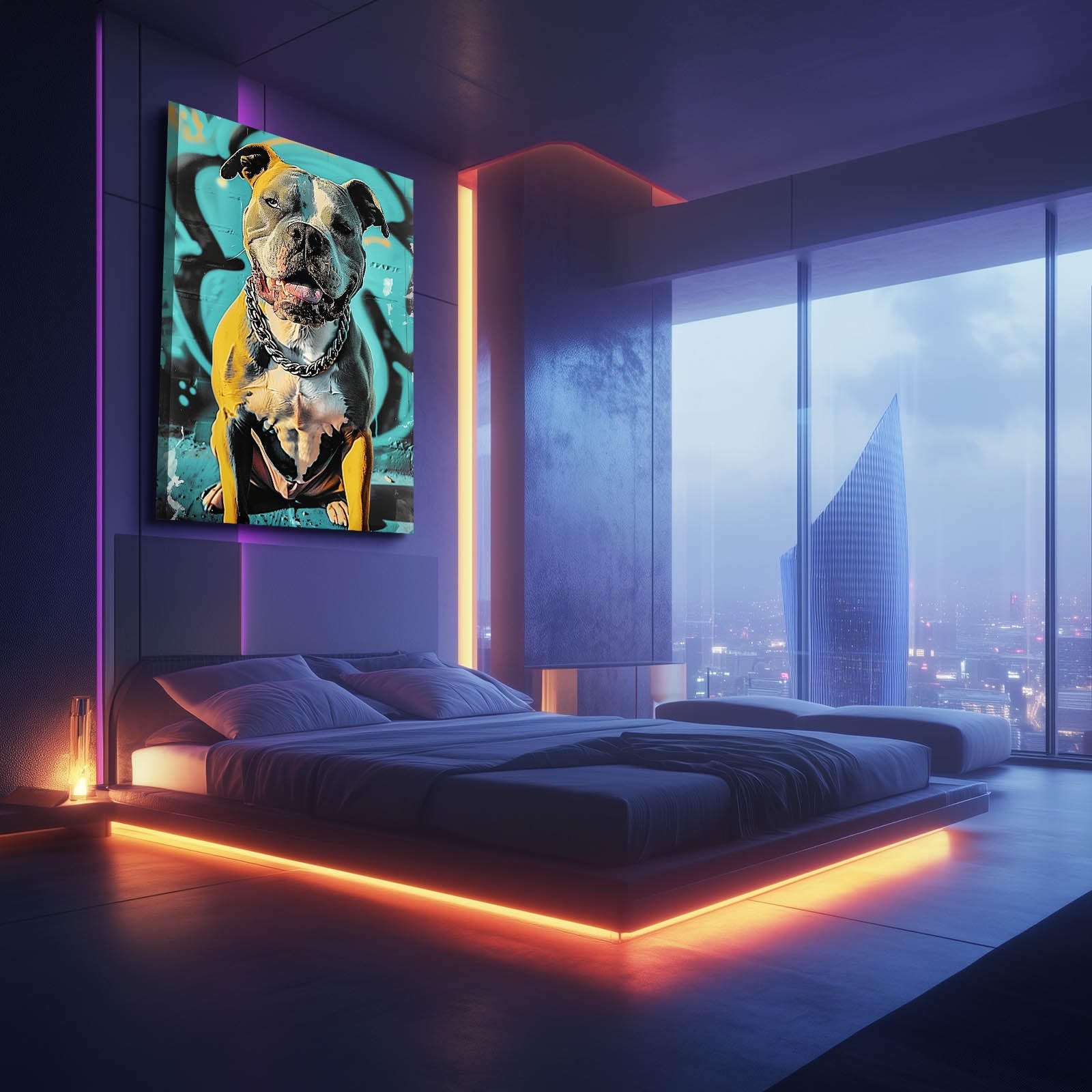 Dog Wall Artwork — pop art canvas print in blue tones, view 5
