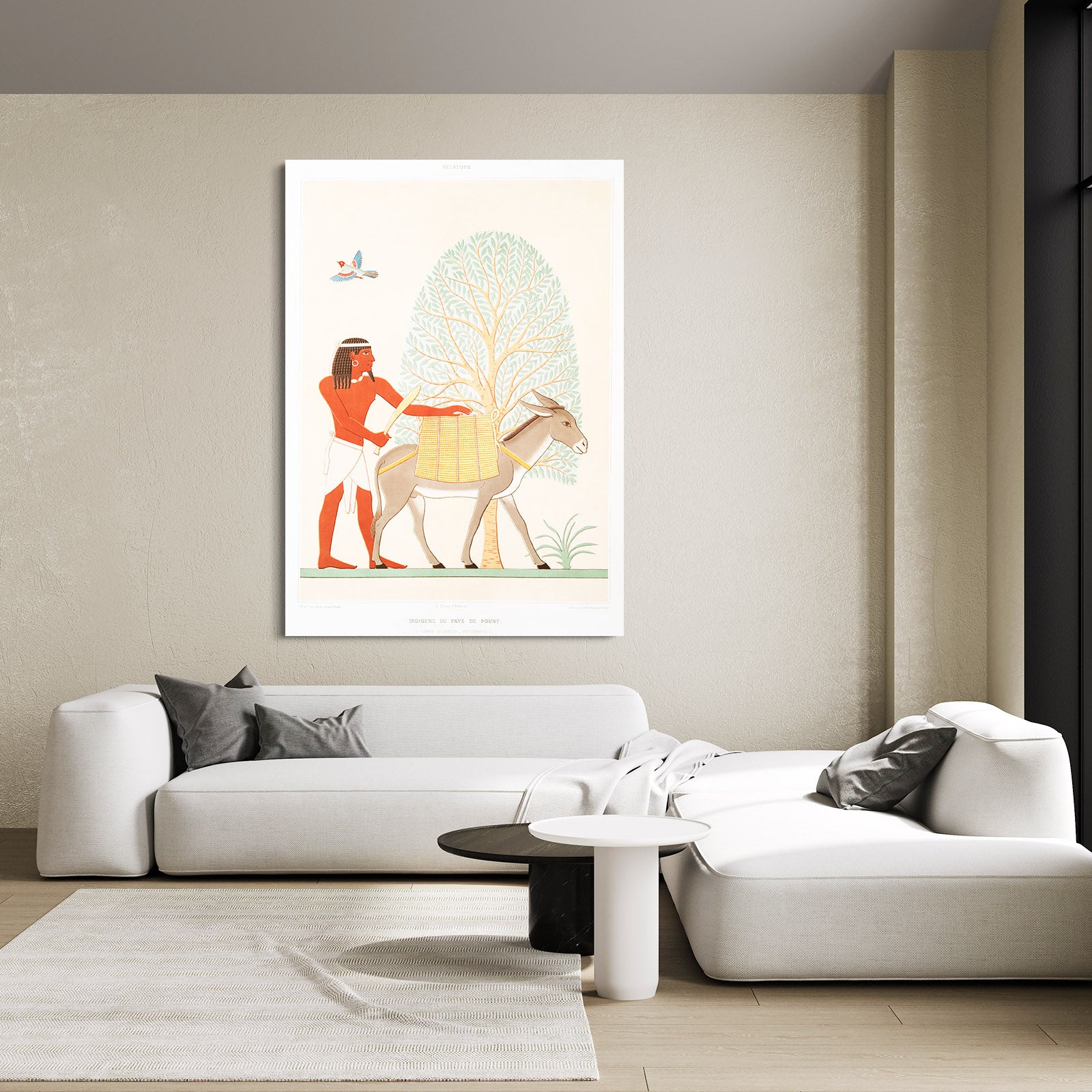 Donkey Herder Illustration Egyptian Wall Decor – styled in a furnished interior