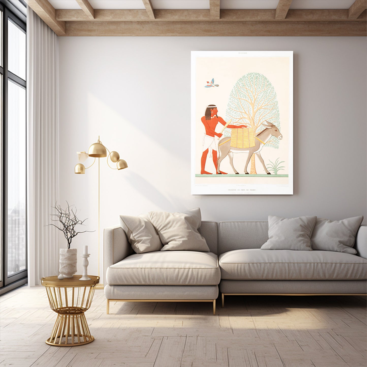 Donkey Herder Illustration Egyptian Wall Decor – styled in a furnished interior