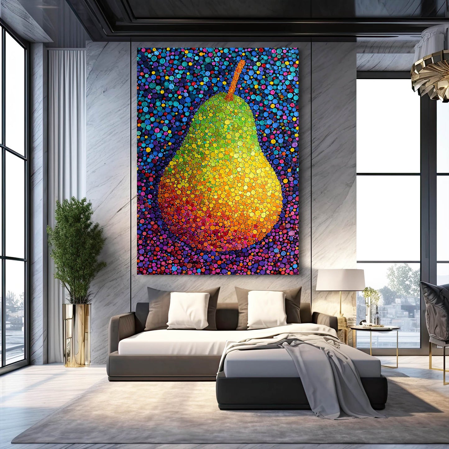 Dotted Mosaic Pear Fruit Prints – styled in a furnished interior