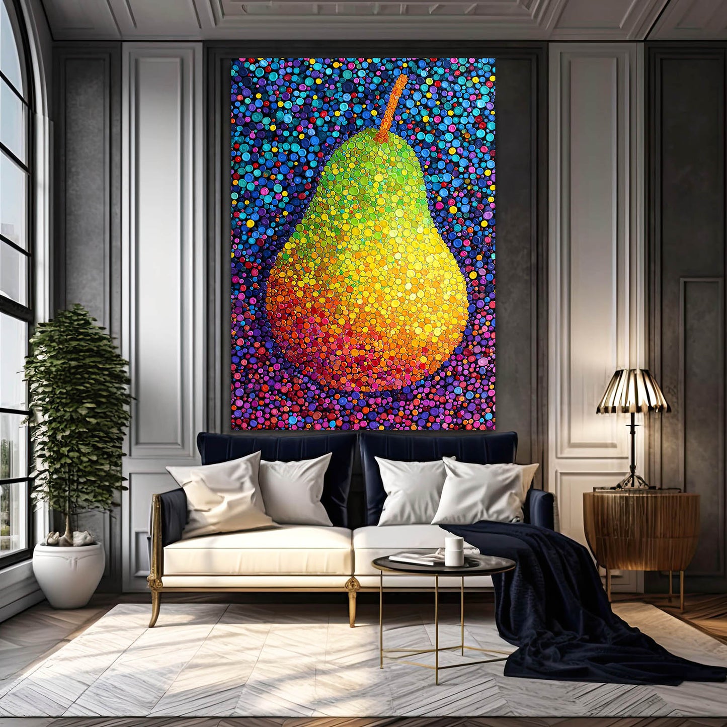 Dotted Mosaic Pear Fruit Prints – styled in a furnished interior