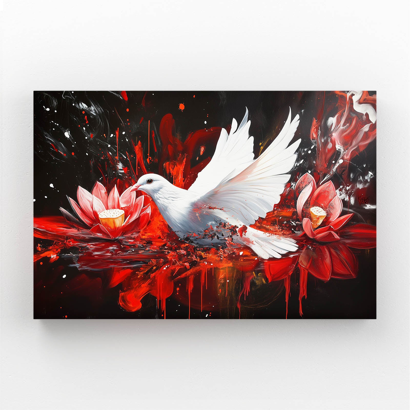 Dove And Red Lotus Peace Wall Art – dove and red lotus peace canvas print