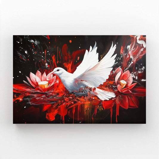 Dove And Red Lotus Peace Wall Art – dove and red lotus peace canvas print