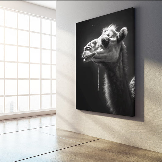 Dramatic Camel Photography Art — photography canvas print, styled in a furnished interior