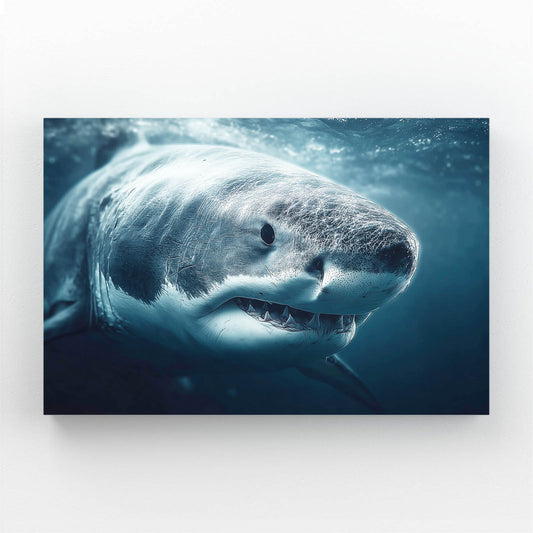 Dramatic Deep Shark Wall Decor – canvas print on white background