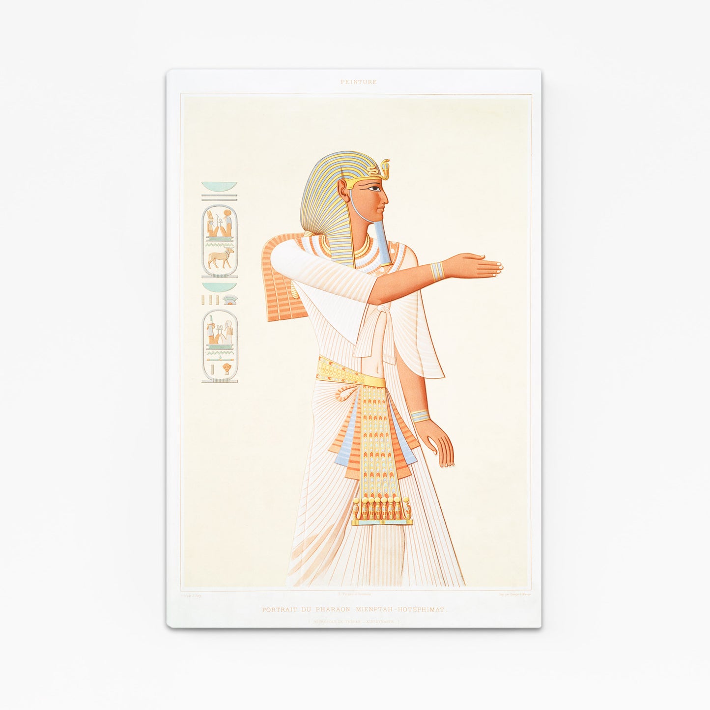 Draped Figure Illustration Egyptian Wall Decor – angled canvas view on white background