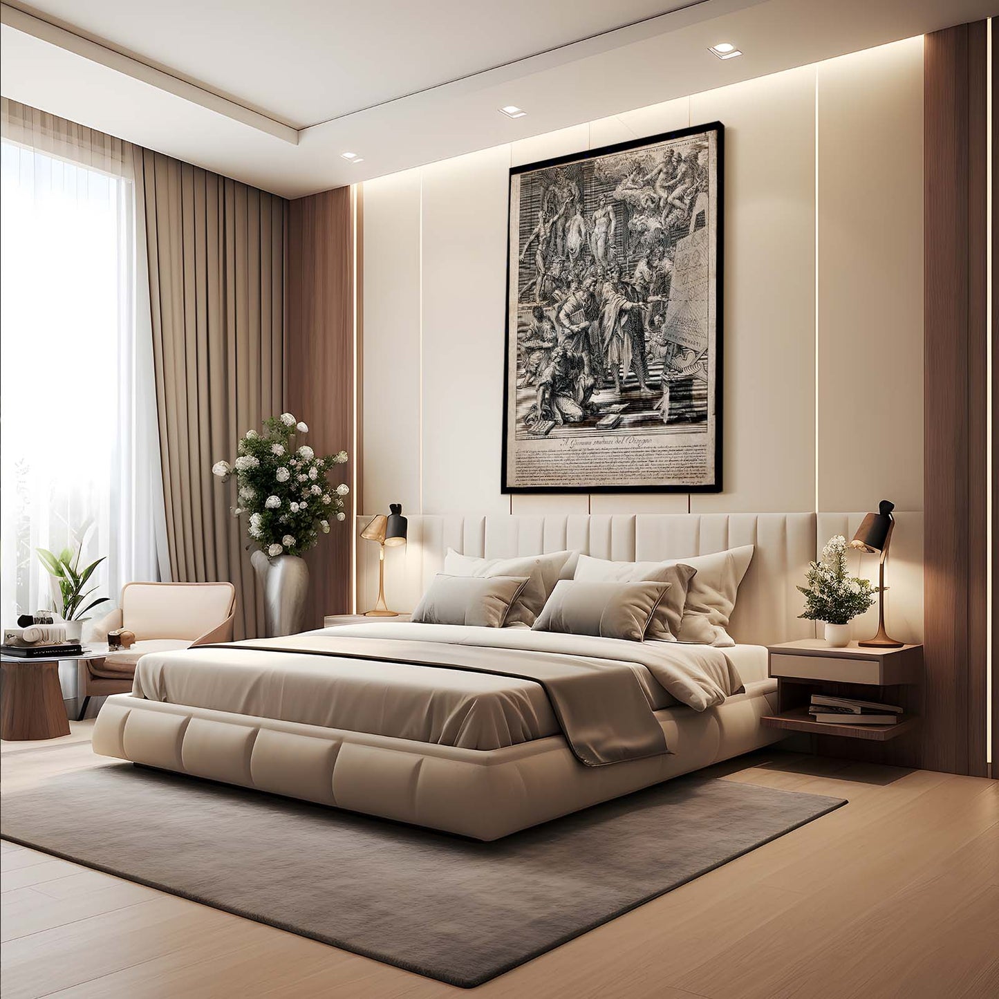 Drawing Academy Scene Da Vinci Wall Decor – styled in a furnished interior