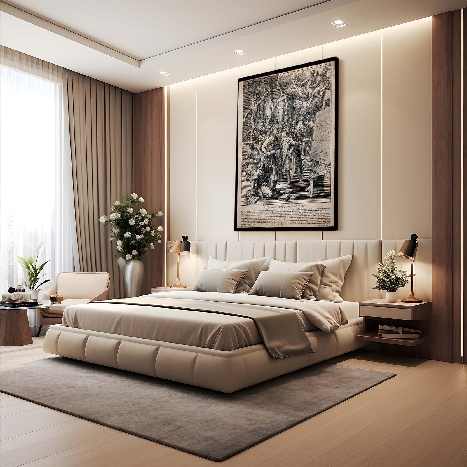 Drawing Academy Scene Da Vinci Wall Decor – styled in a furnished interior