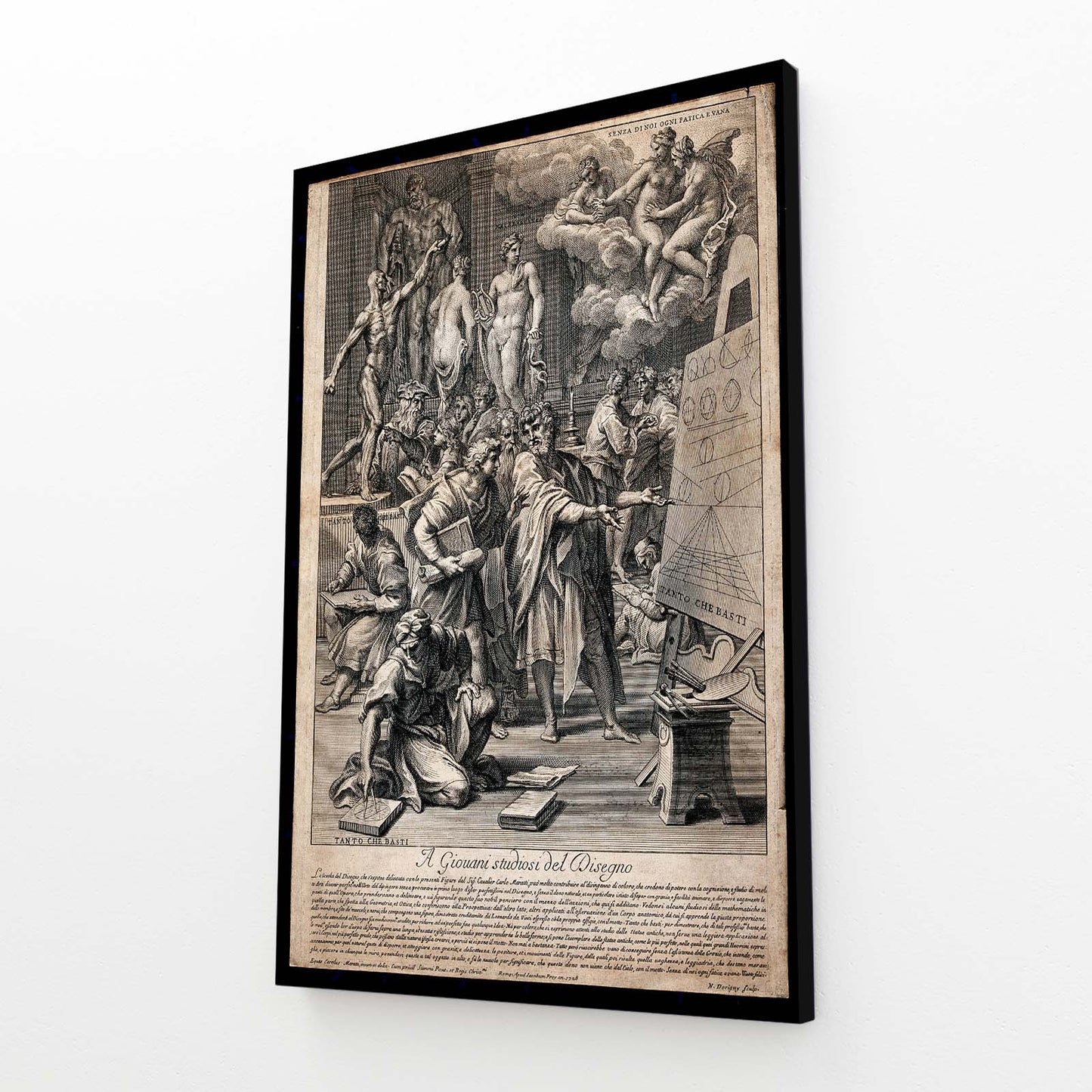 Drawing Academy Scene Da Vinci Wall Decor – angled canvas view on white background