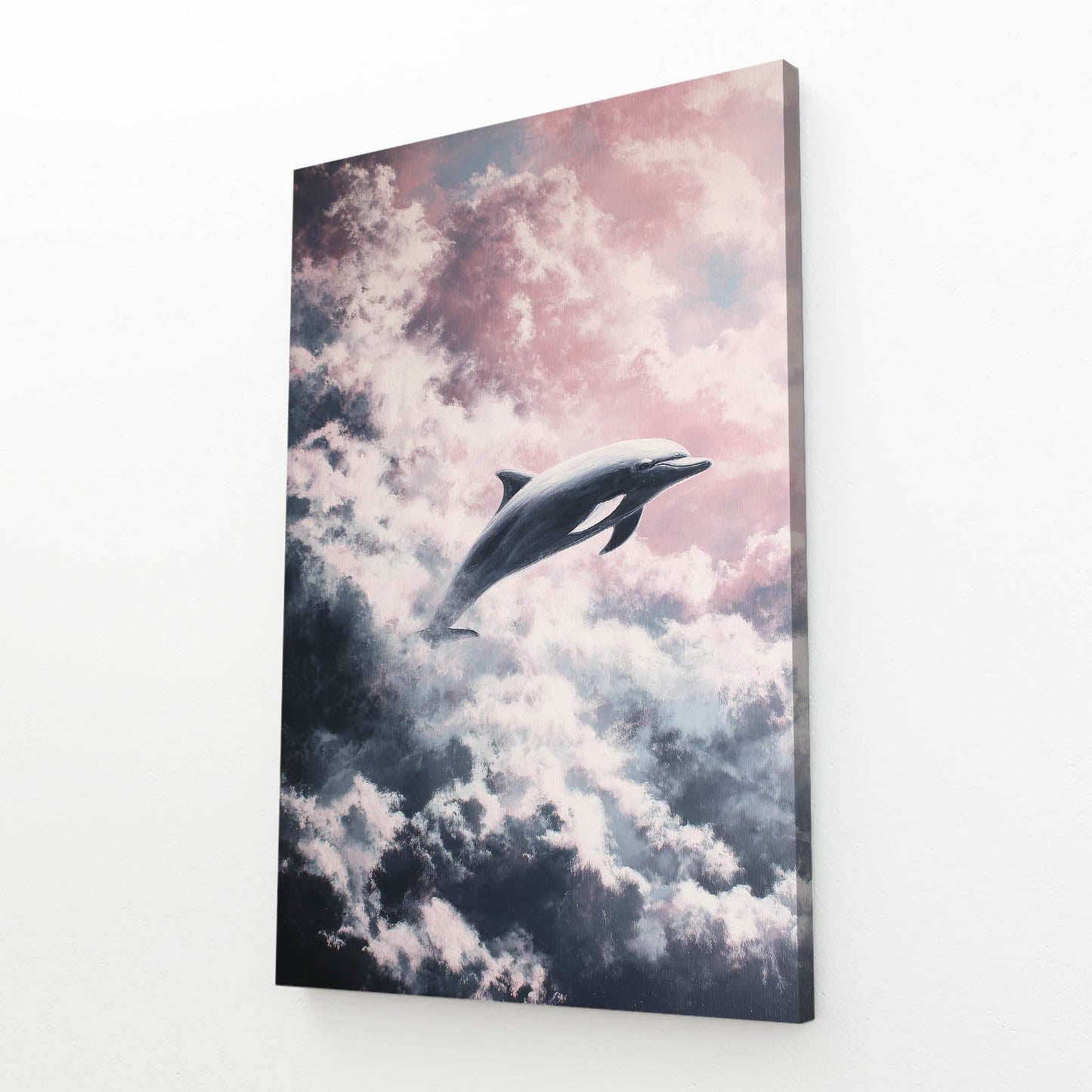Dream Cloud Dolphin Canvas – angled canvas view on white background