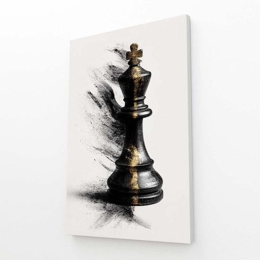 Dust Burst King Chess Wall Art – angled canvas view on white background
