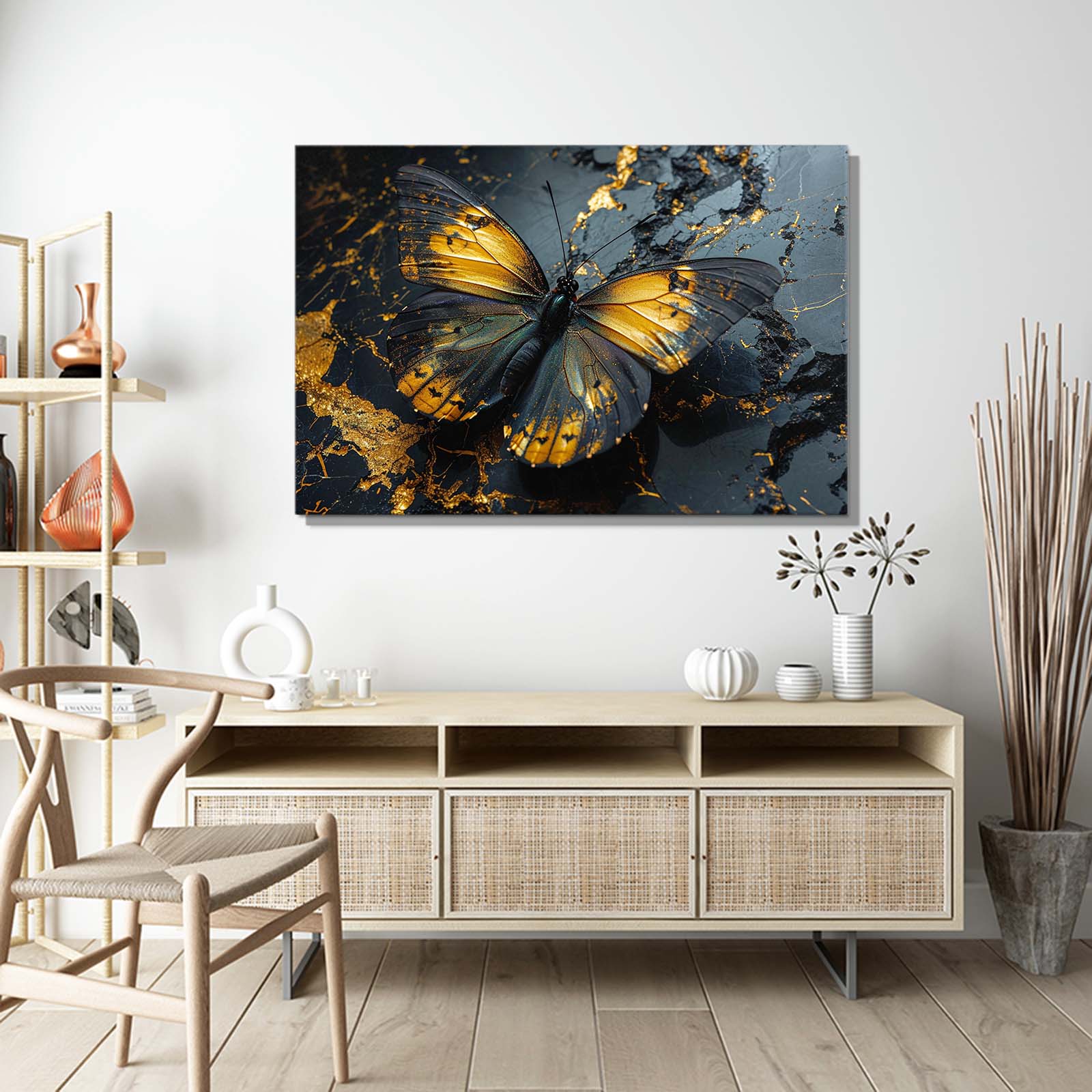 Ebony Gold Butterfly Wall Art