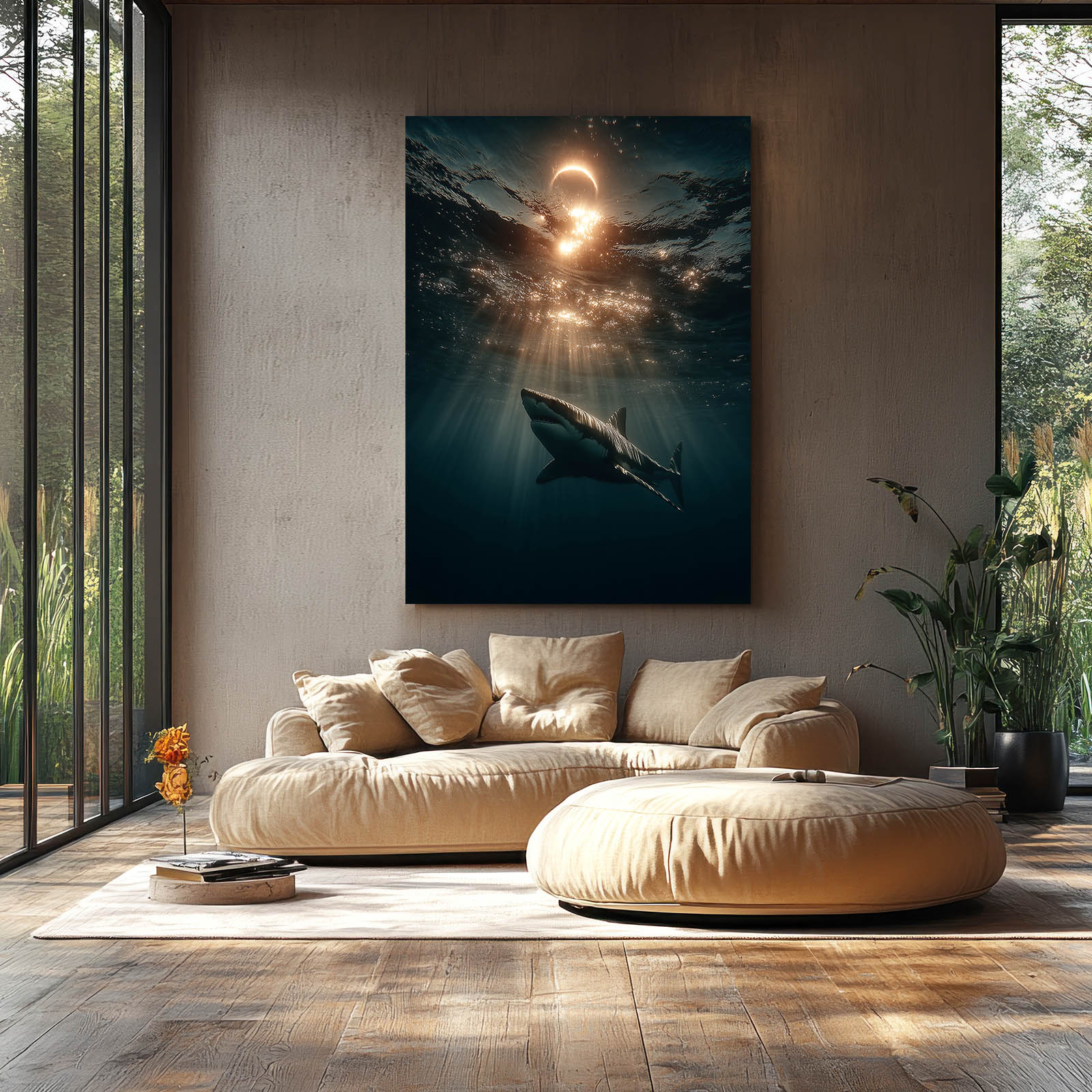 Eclipse Glow Deep Shark Art – styled in a furnished interior