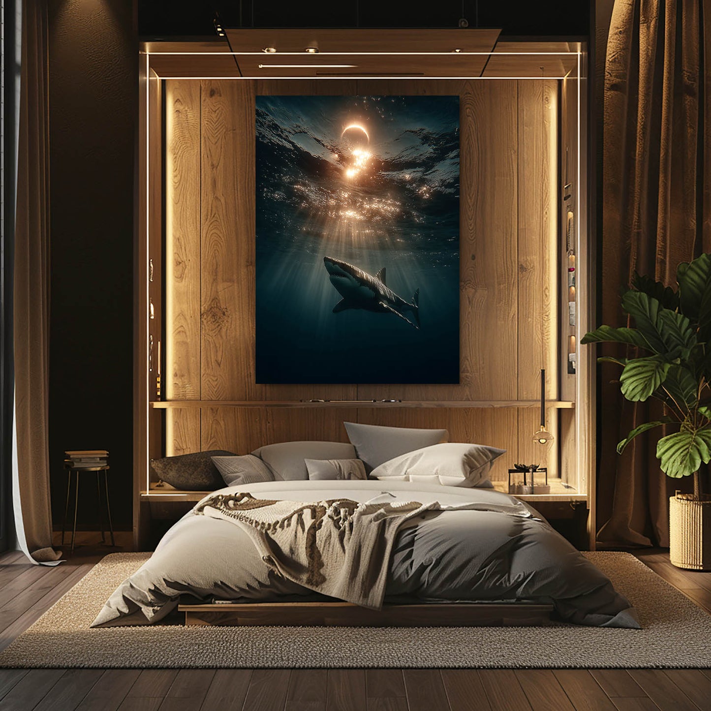 Eclipse Glow Deep Shark Art – styled in a furnished interior