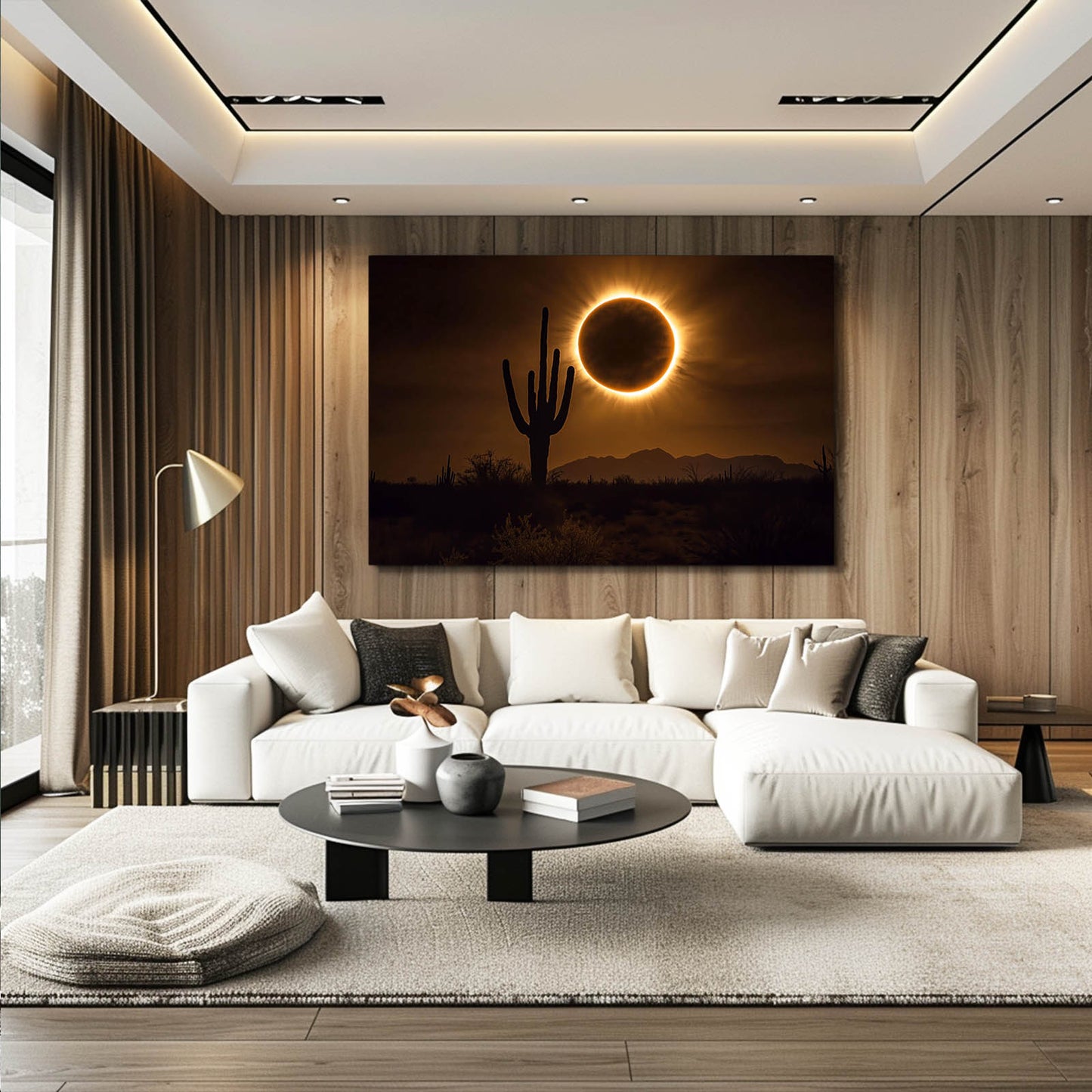 Eclipse Silhouette Cactus Canvas – styled in a furnished interior